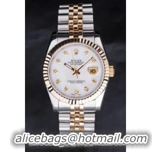 Rolex Datejust White Surface Round Cutwork Watch-RD3897