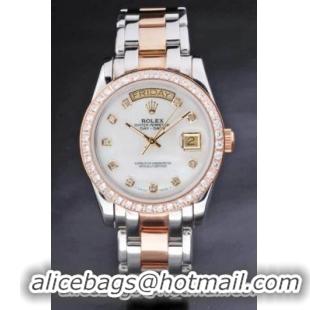 Rolex Day-Date Diamond Cutwork White Surface Watch-RD3744