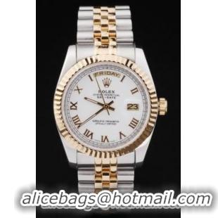 Rolex Day-Date Golden Cutwork White Watch-RD2447