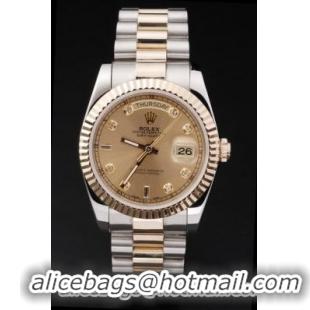 Rolex Day-Date Golden Surface Round Cutwork Watch-RD2427