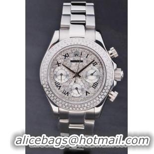 Rolex Daytona Mechanism Silver Diamond 33mm Women Watch-RD3798