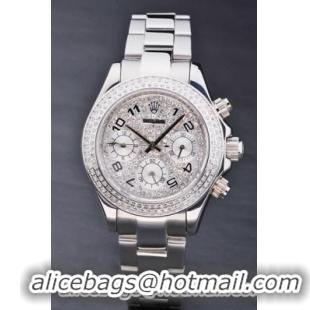 Rolex Daytona Mechanism Silver Diamond 33mm Women Watch-RD3800