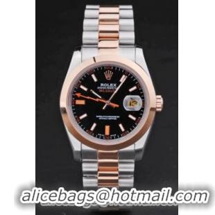 Rolex Milgauss Rose Gold&Black Stainless Steel 36mm Watch-RM3883