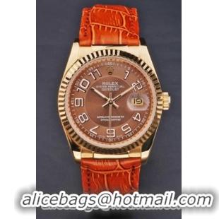 Rolex Datejust Golden Surface Leather 34mm Men Watch-RD4016