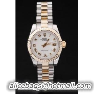 Rolex Datejust Mechanism Golden White Cutwork Watch-RD2374