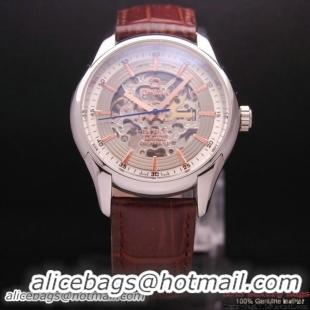 OMEGA DE VILLE Tourbillon Watches Steel on Brown Leather Strap Om7001