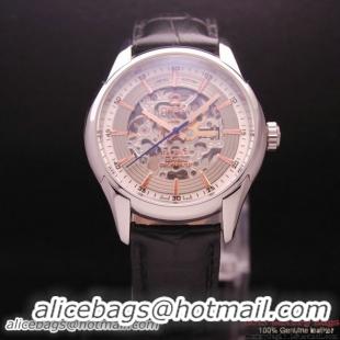 OMEGA DE VILLE Tourbillon Watches Steel on Black Leather Strap Om7002