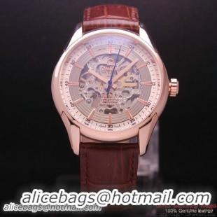 OMEGA DE VILLE Tourbillon Watches Red Gold on Brown Leather Strap Om7013