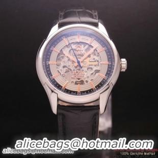 OMEGA DE VILLE Tourbillon Watches Steel on Black Leather Strap Om7006