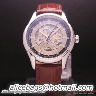 OMEGA DE VILLE Tourbillon Watches Steel on Brown Leather Strap Om7007