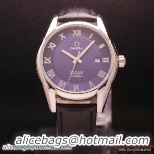 OMEGA DE VILLE Co-AXIAL CHRONOMETER Steel on Black Leather Strap OM77011