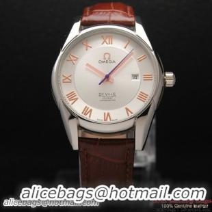 OMEGA DE VILLE Co-AXIAL CHRONOMETER Steel on Brown Leather Strap OM77001