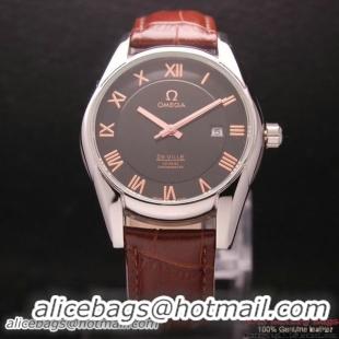 OMEGA DE VILLE Co-AXIAL CHRONOMETER Steel on Brown Leather Strap OM77005