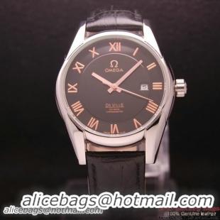 OMEGA DE VILLE Co-AXIAL CHRONOMETER Steel on Black Leather Strap OM77006