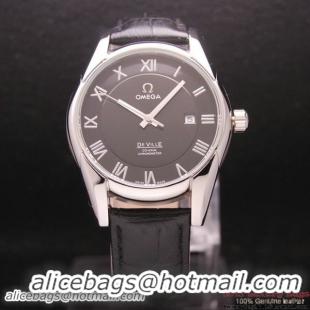 OMEGA DE VILLE Co-AXIAL CHRONOMETER Steel on Black Leather Strap OM77008