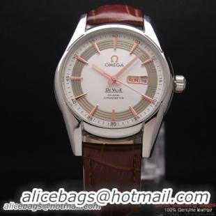 OMEGA DE VILLE HOUR VISION ANNUAL CALENDAR Steel on Brown Leather Strap OM77101