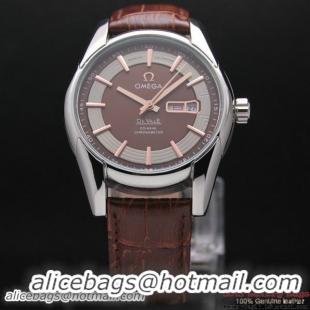 OMEGA DE VILLE HOUR VISION ANNUAL CALENDAR Steel on Brown Leather Strap OM77103