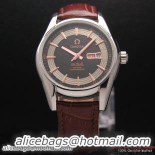 OMEGA DE VILLE HOUR VISION ANNUAL CALENDAR Steel on Brown Leather Strap OM77105