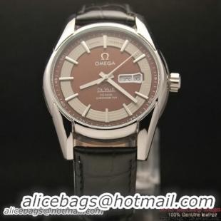 OMEGA DE VILLE HOUR VISION ANNUAL CALENDAR Steel on Black Leather Strap OM77110