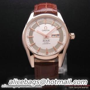 OMEGA DE VILLE HOUR VISION ANNUAL CALENDAR Red Gold on Brown Leather Strap OM77119