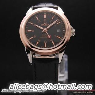 OMEGA DE VILLE Automatic Chronometer Red Gold on Black Leather Strap OM77213