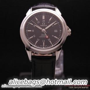 OMEGA DE VILLE Automatic Chronometer Steel on Black Leather Strap OM77204