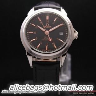 OMEGA DE VILLE Automatic Chronometer Steel on Black Leather Strap OM77205