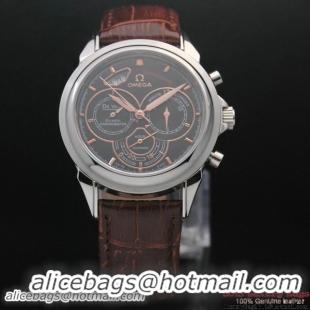 OMEGA DE VILLE CO-AXIAL CHRONOSCOPE Steel on Brown Leather Strap OM77408