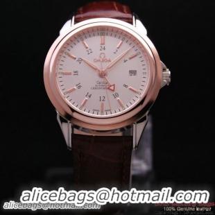 OMEGA DE VILLE Automatic Chronometer Red Gold on Brown Leather Strap OM77210