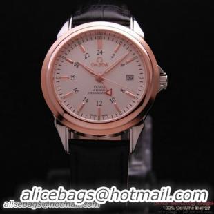 OMEGA DE VILLE Automatic Chronometer Red Gold on Black Leather Strap OM77211