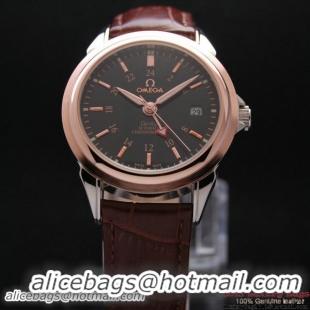 OMEGA DE VILLE Automatic Chronometer Red Gold on Brown Leather Strap OM77212