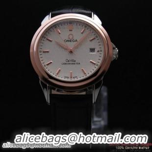 OMEGA DE VILLE Chronometer Red Gold on Black Leather Strap OM77314