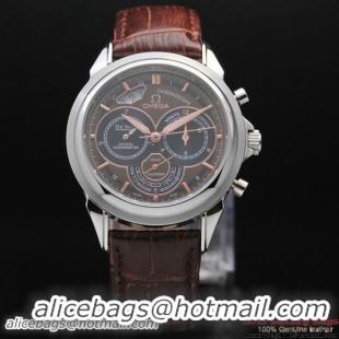 OMEGA DE VILLE CO-AXIAL CHRONOSCOPE Steel on Brown Leather Strap OM77404