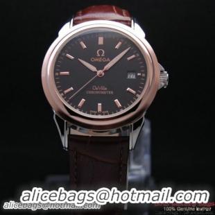 OMEGA DE VILLE Chronometer Red Gold on Brown Leather Strap OM77315