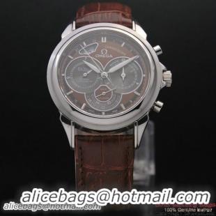 OMEGA DE VILLE CO-AXIAL CHRONOSCOPE Steel on Brown Leather Strap OM77406