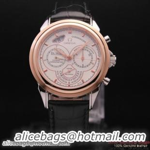 OMEGA DE VILLE CO-AXIAL CHRONOSCOPE Red Gold on Black Leather Strap OM77419