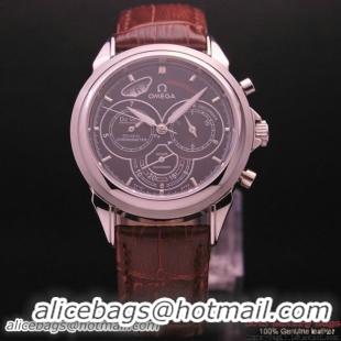 OMEGA DE VILLE CO-AXIAL CHRONOSCOPE Steel on Brown Leather Strap OM77410