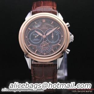 OMEGA DE VILLE CO-AXIAL CHRONOSCOPE Red Gold on Brown Leather Strap OM77420