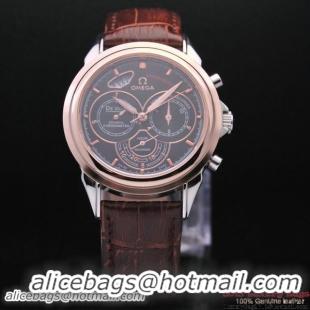 OMEGA DE VILLE CO-AXIAL CHRONOSCOPE Red Gold on Brown Leather Strap OM77422