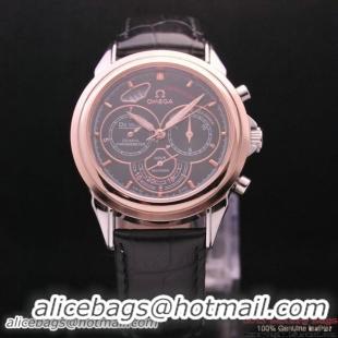 OMEGA DE VILLE CO-AXIAL CHRONOSCOPE Red Gold on Black Leather Strap OM77423