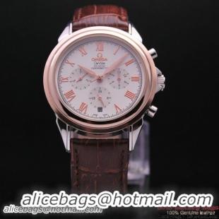 OMEGA DE VILLE CO-AXIAL Chronometer Red Gold on Brown Leather Strap OM77501