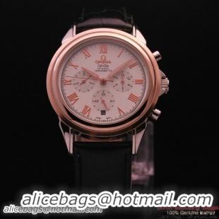 OMEGA DE VILLE CO-AXIAL Chronometer Red Gold on Black Leather Strap OM77502