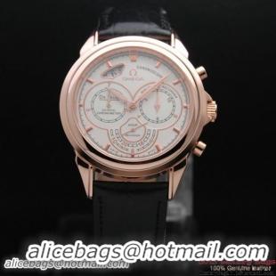 OMEGA DE VILLE CO-AXIAL CHRONOSCOPE Red Gold on Black Leather Strap OM77425