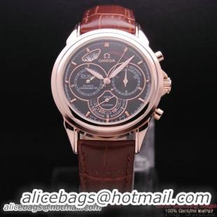 OMEGA DE VILLE CO-AXIAL CHRONOSCOPE Red Gold on Brown Leather Strap OM77426