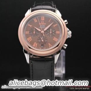 OMEGA DE VILLE CO-AXIAL Chronometer Red Gold on Black Leather Strap OM77504