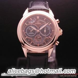 OMEGA DE VILLE CO-AXIAL CHRONOSCOPE Red Gold on Black Leather Strap OM77428