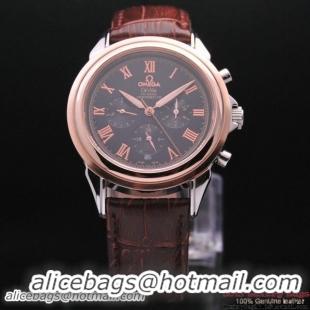 OMEGA DE VILLE CO-AXIAL Chronometer Red Gold on Brown Leather Strap OM77505