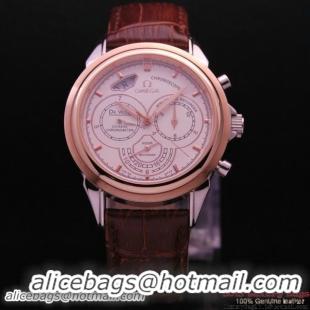 OMEGA DE VILLE CO-AXIAL CHRONOSCOPE Red Gold on Brown Leather Strap OM77418