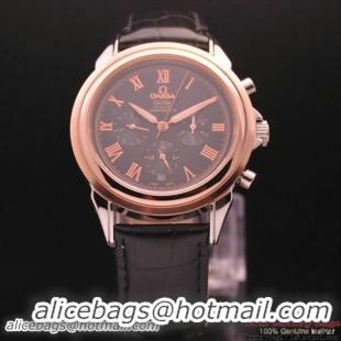 OMEGA DE VILLE CO-AXIAL Chronometer Red Gold on Black Leather Strap OM77506