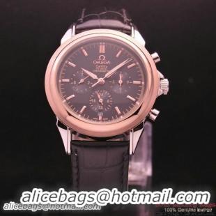 OMEGA DE VILLE CO-AXIAL Chronometer Red Gold on Black Leather Strap OM77512